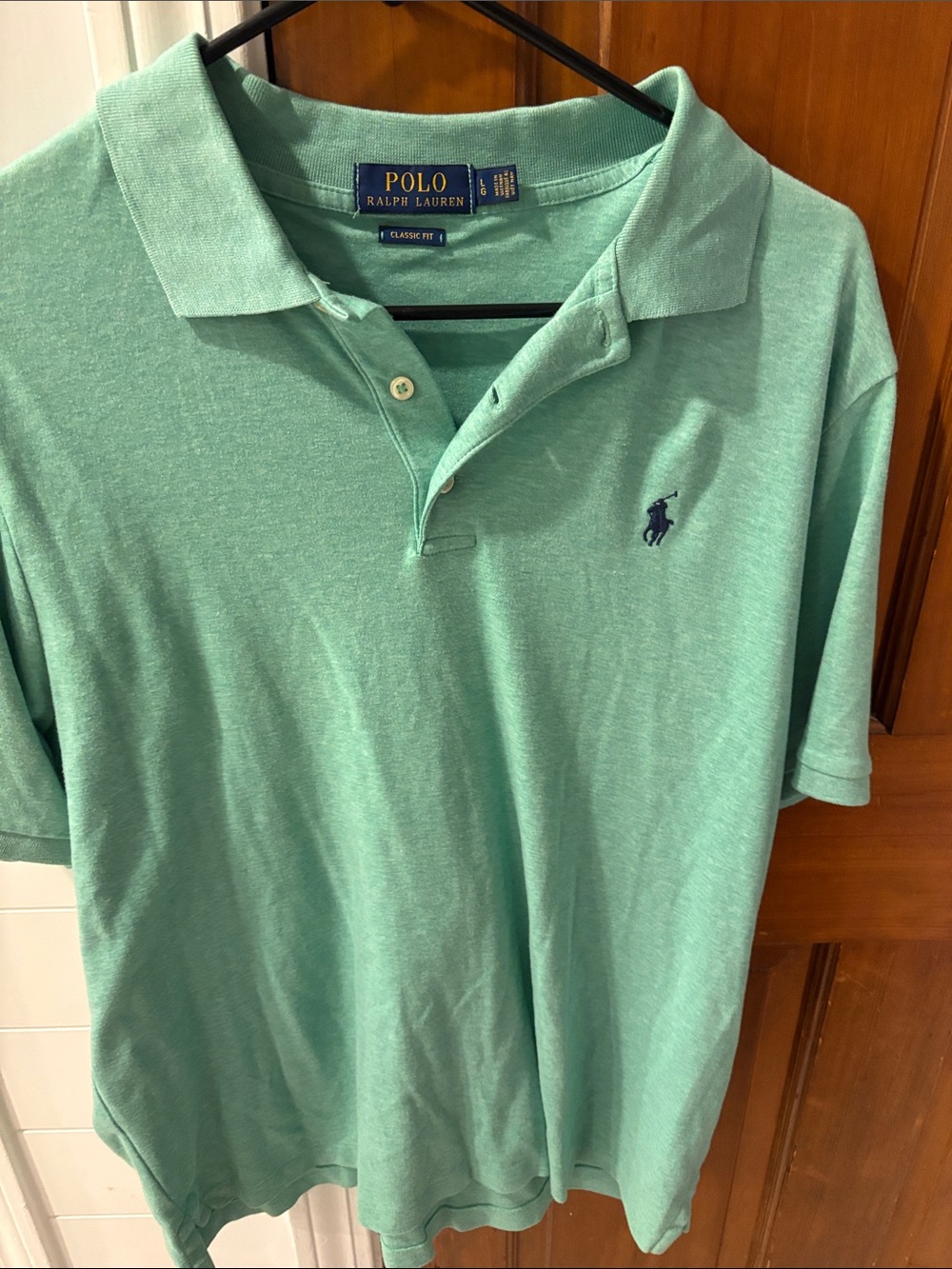 Polo by Ralph Lauren Men's Mint Green Classic Polo with Navy Pony